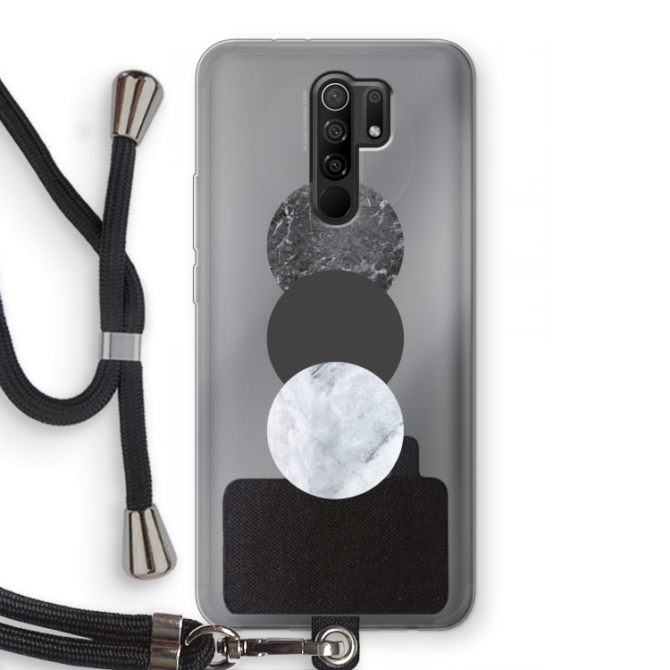Marmeren cirkels: Xiaomi Redmi 9 Transparant Hoesje met koord