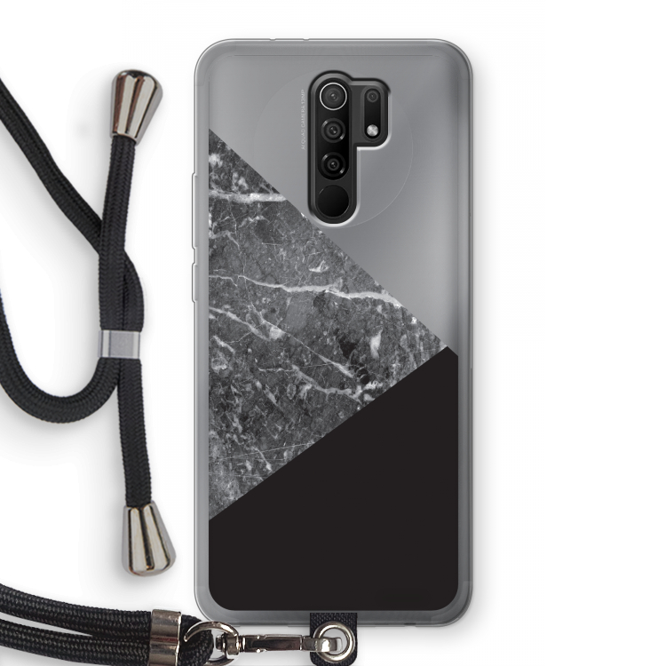 Combinatie marmer: Xiaomi Redmi 9 Transparant Hoesje met koord