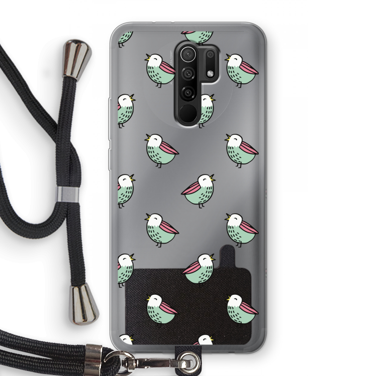 Vogeltjes: Xiaomi Redmi 9 Transparant Hoesje met koord
