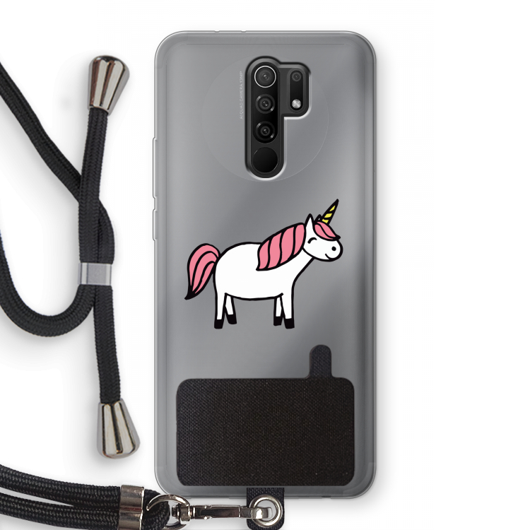 Eenhoorn: Xiaomi Redmi 9 Transparant Hoesje met koord