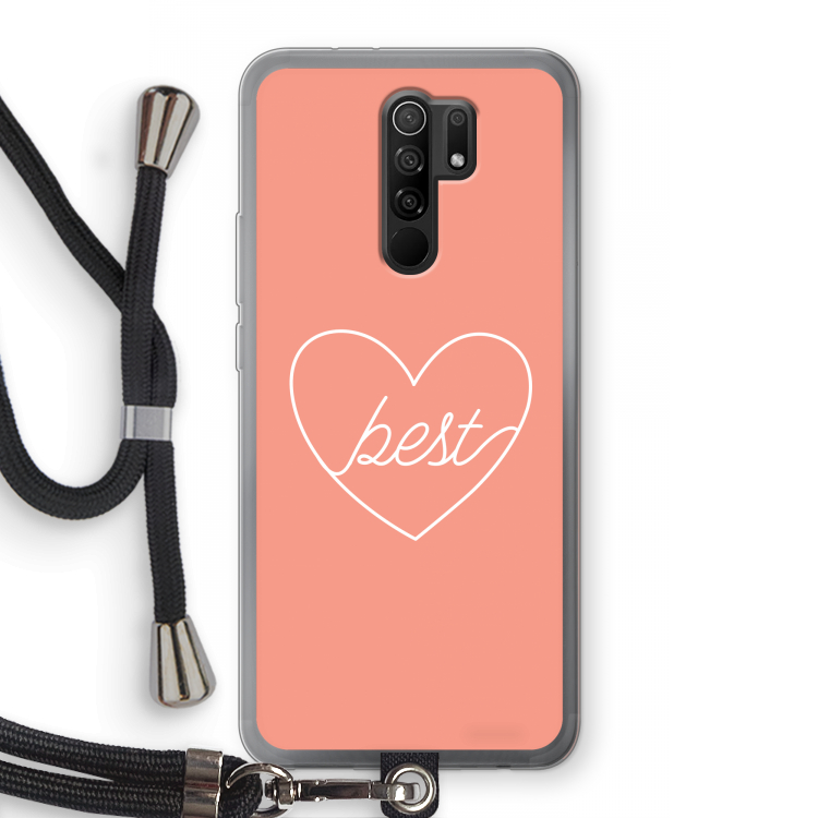 Best heart: Xiaomi Redmi 9 Transparant Hoesje met koord