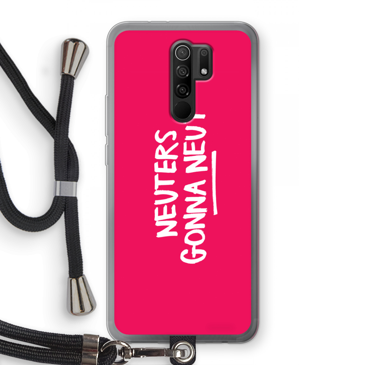 Neuters (roze): Xiaomi Redmi 9 Transparant Hoesje met koord