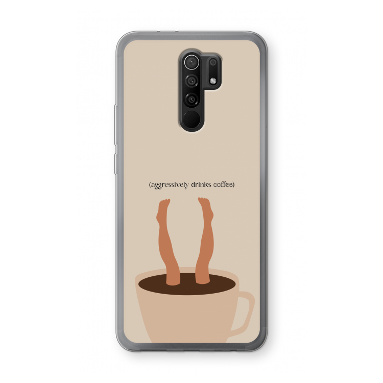 Aggressively drinks coffee: Xiaomi Redmi 9 Transparant Hoesje