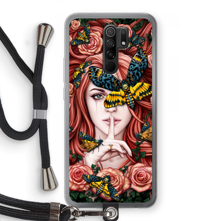 Lady Moth: Xiaomi Redmi 9 Transparant Hoesje met koord