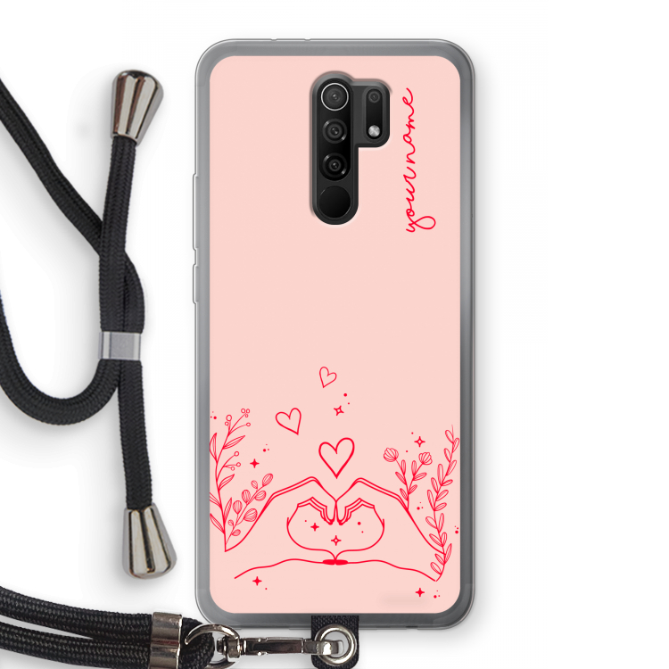 Love is in the air: Xiaomi Redmi 9 Transparant Hoesje met koord