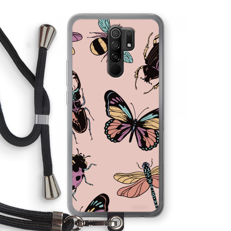 Tiny Bugs: Xiaomi Redmi 9 Transparant Hoesje met koord
