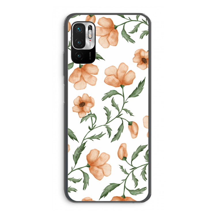 Peachy flowers: Xiaomi Redmi Note 10 5G Transparant Hoesje