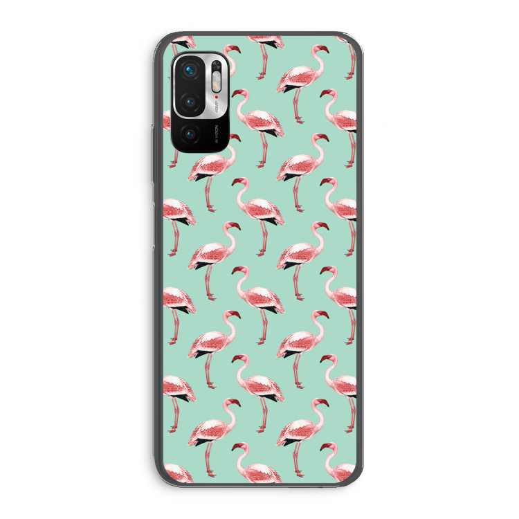 Flamingoprint groen: Xiaomi Redmi Note 10 5G Transparant Hoesje