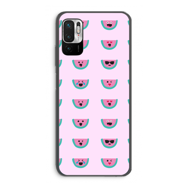 Smiley watermeloenprint: Xiaomi Redmi Note 10 5G Transparant Hoesje
