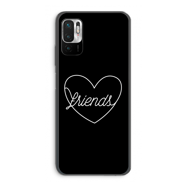Friends heart black: Xiaomi Redmi Note 10 5G Transparant Hoesje