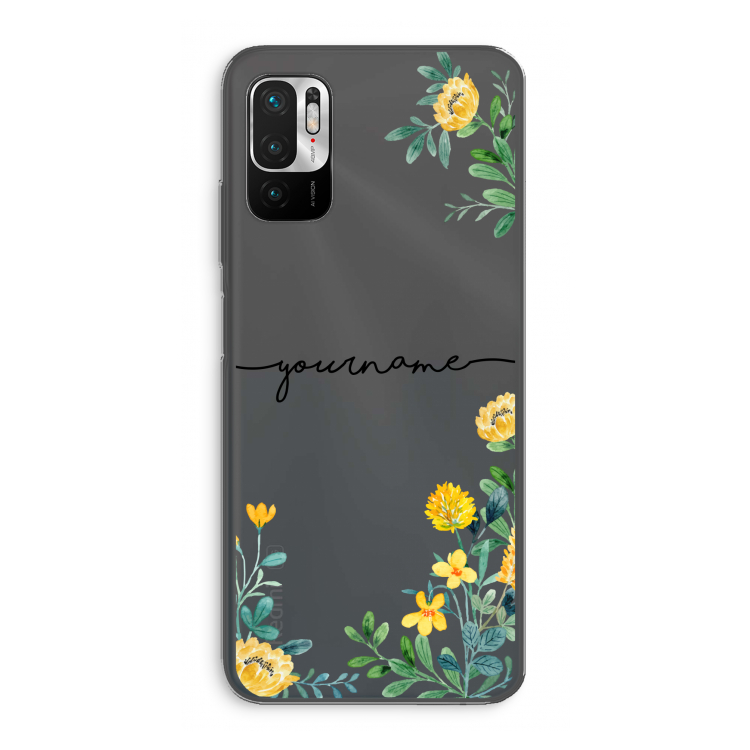 Gele bloemen: Xiaomi Redmi Note 10 5G Transparant Hoesje