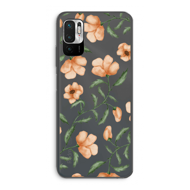 Peachy flowers: Xiaomi Redmi Note 10 5G Transparant Hoesje