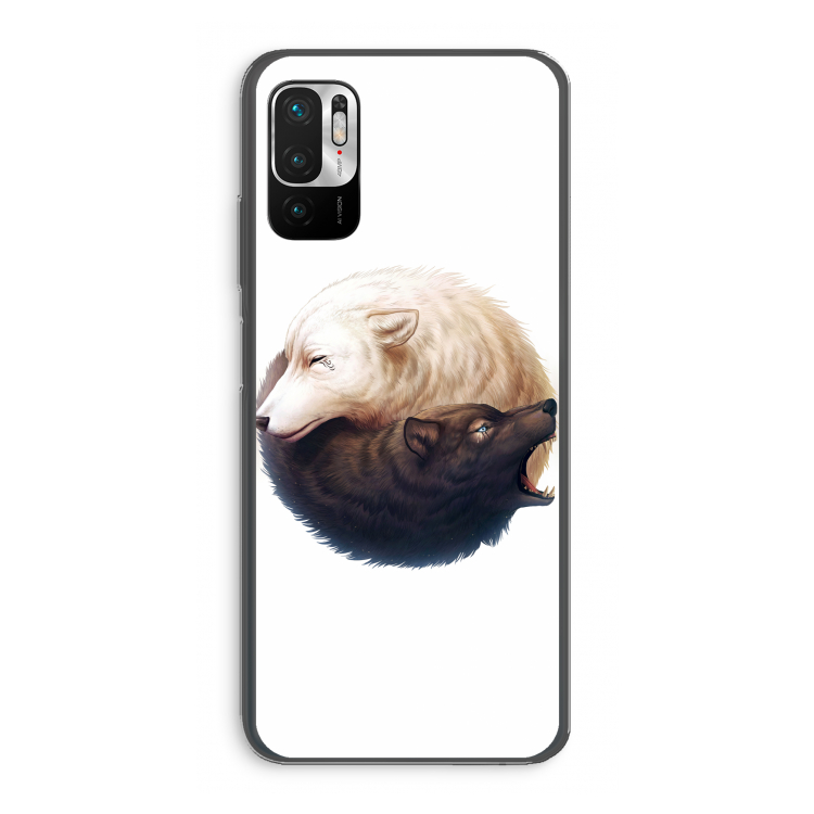Yin Yang Wolves: Xiaomi Redmi Note 10 5G Transparant Hoesje