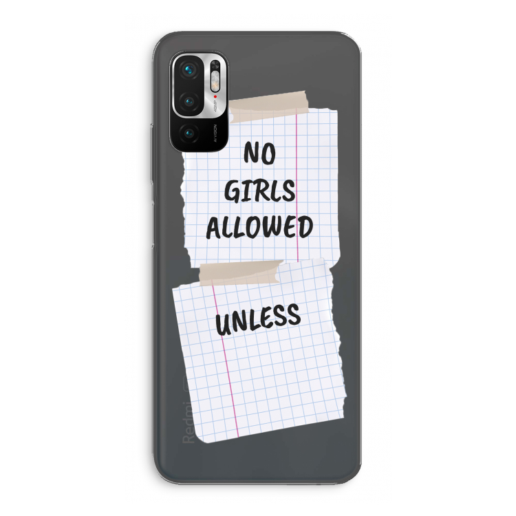 No Girls Allowed Unless: Xiaomi Redmi Note 10 5G Transparant Hoesje