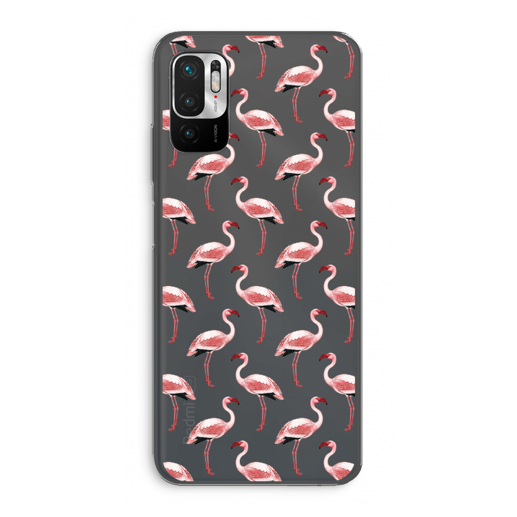 Flamingoprint groen: Xiaomi Redmi Note 10 5G Transparant Hoesje