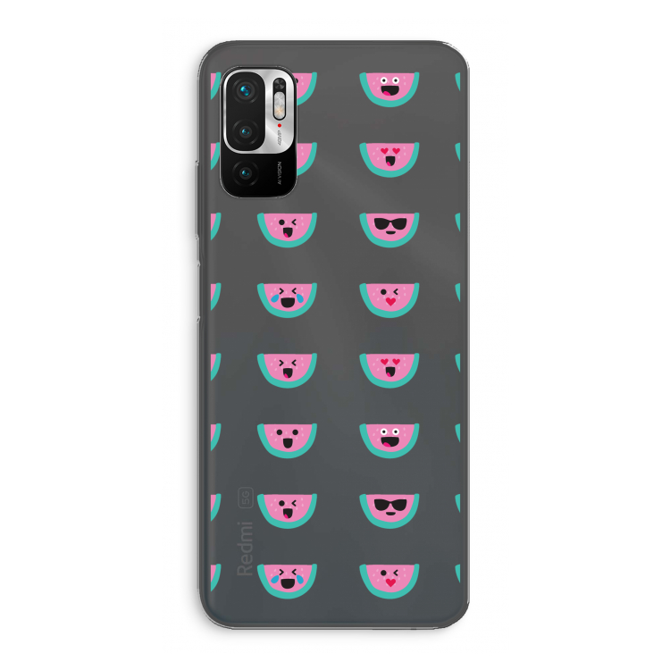 Smiley watermeloenprint: Xiaomi Redmi Note 10 5G Transparant Hoesje