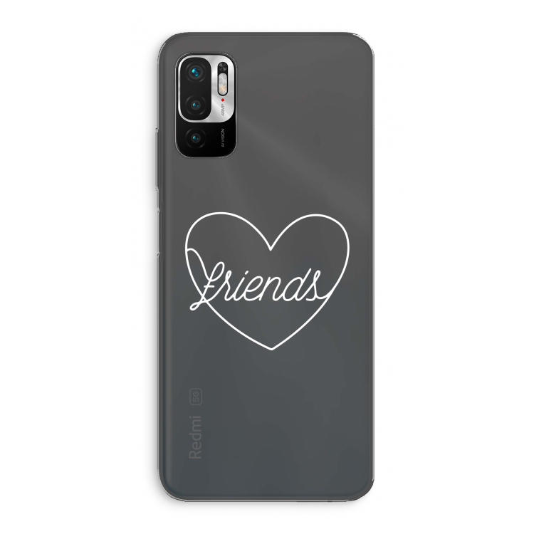 Friends heart pastel: Xiaomi Redmi Note 10 5G Transparant Hoesje