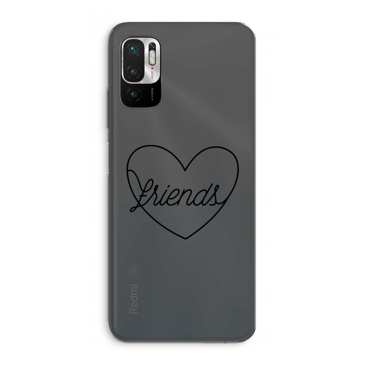 Friends heart black: Xiaomi Redmi Note 10 5G Transparant Hoesje