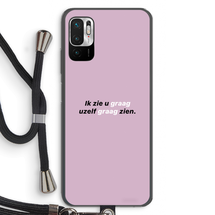 uzelf graag zien: Xiaomi Redmi Note 10 5G Transparant Hoesje met koord