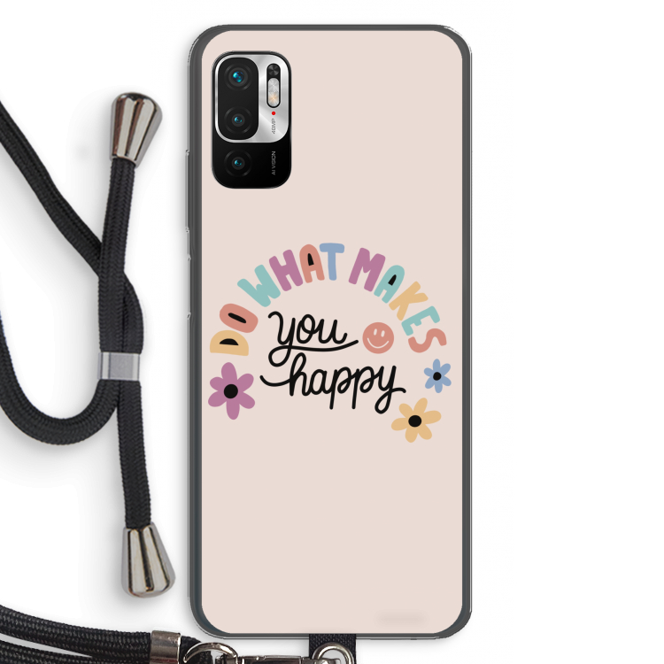 Happy days: Xiaomi Redmi Note 10 5G Transparant Hoesje met koord