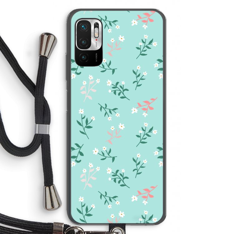 Small white flowers: Xiaomi Redmi Note 10 5G Transparant Hoesje met koord