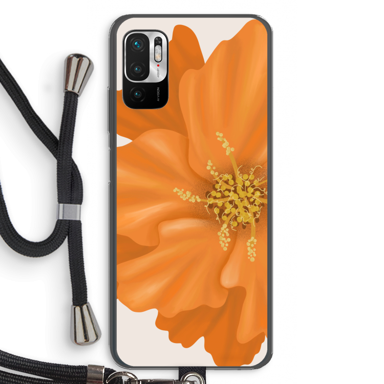 Orange Ellila flower: Xiaomi Redmi Note 10 5G Transparant Hoesje met koord