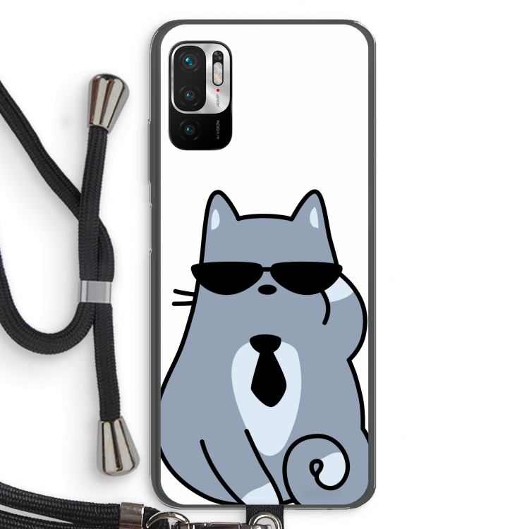 Cool cat: Xiaomi Redmi Note 10 5G Transparant Hoesje met koord
