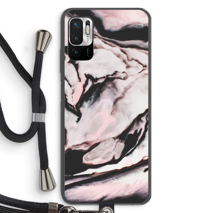 Roze stroom: Xiaomi Redmi Note 10 5G Transparant Hoesje met koord