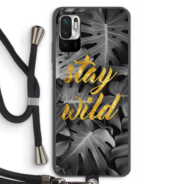 Stay wild: Xiaomi Redmi Note 10 5G Transparant Hoesje met koord