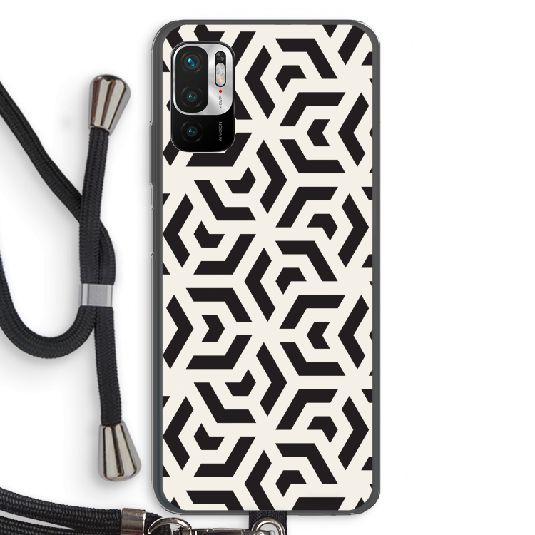 Crazy pattern: Xiaomi Redmi Note 10 5G Transparant Hoesje met koord