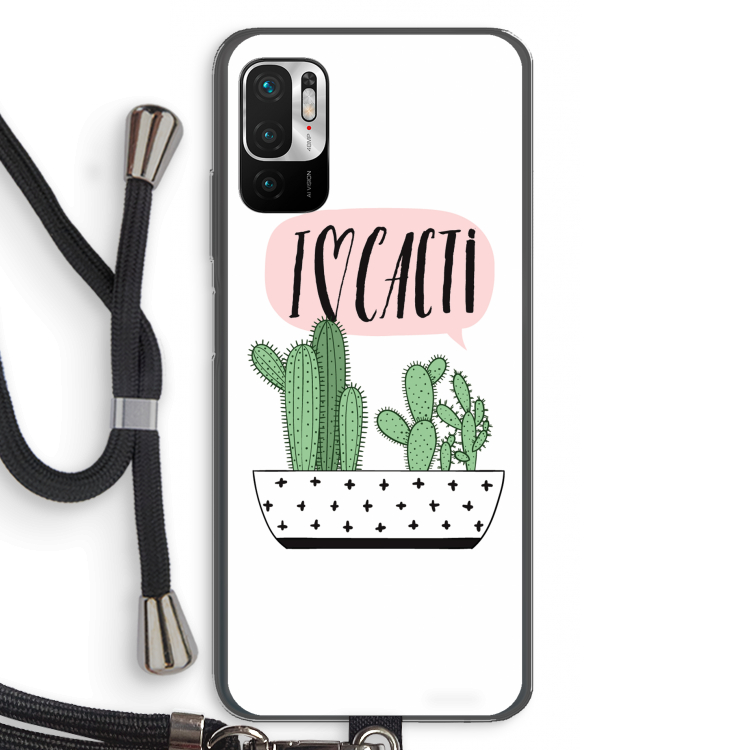 I love cacti: Xiaomi Redmi Note 10 5G Transparant Hoesje met koord