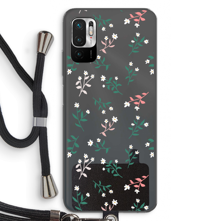 Small white flowers: Xiaomi Redmi Note 10 5G Transparant Hoesje met koord