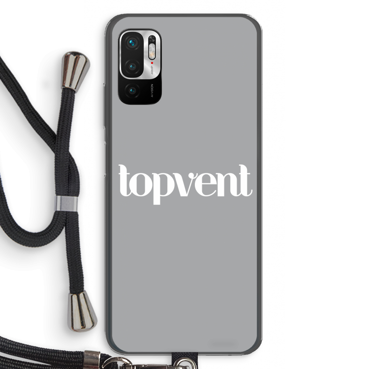 Topvent Grijs Wit: Xiaomi Redmi Note 10 5G Transparant Hoesje met koord