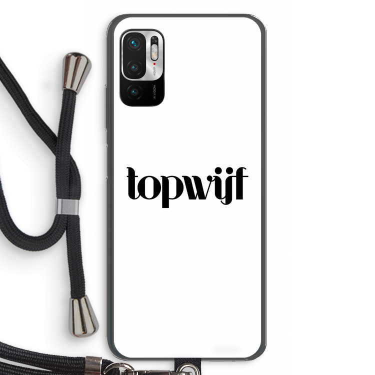 Topwijf Wit: Xiaomi Redmi Note 10 5G Transparant Hoesje met koord