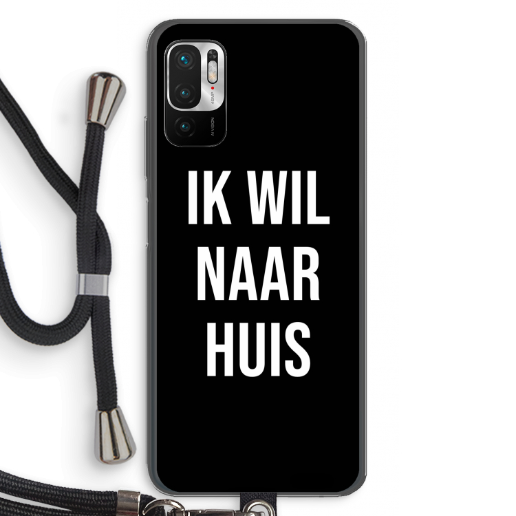 Ik wil naar huis - Zwart: Xiaomi Redmi Note 10 5G Transparant Hoesje met koord