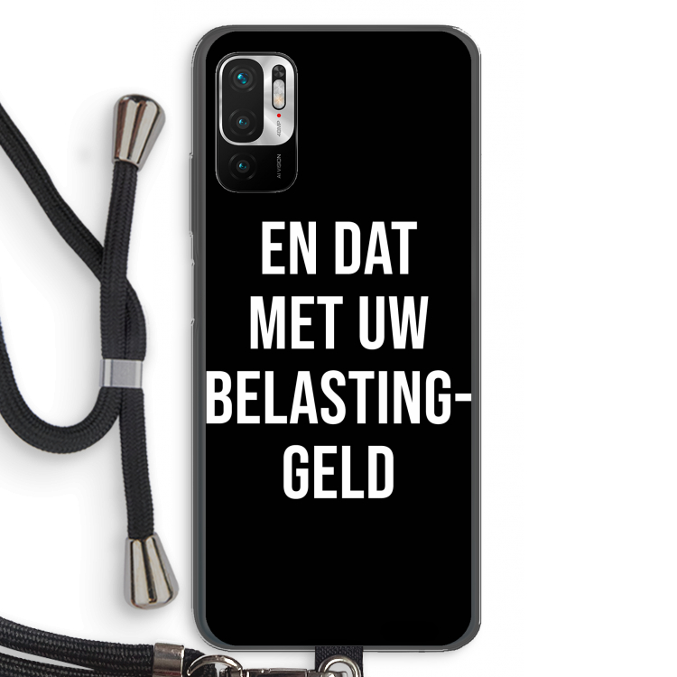 Belastinggeld - Zwart: Xiaomi Redmi Note 10 5G Transparant Hoesje met koord