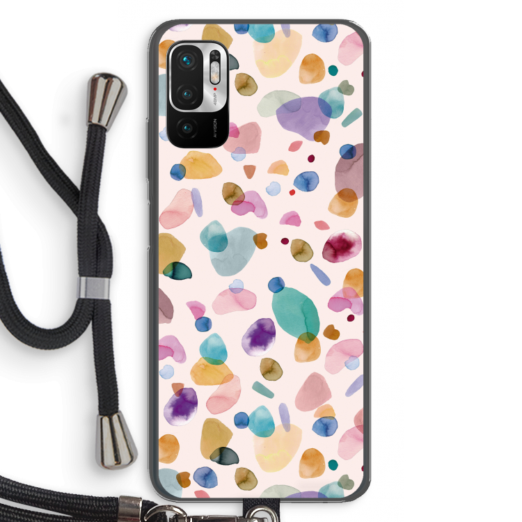 Terrazzo Memphis Pink: Xiaomi Redmi Note 10 5G Transparant Hoesje met koord