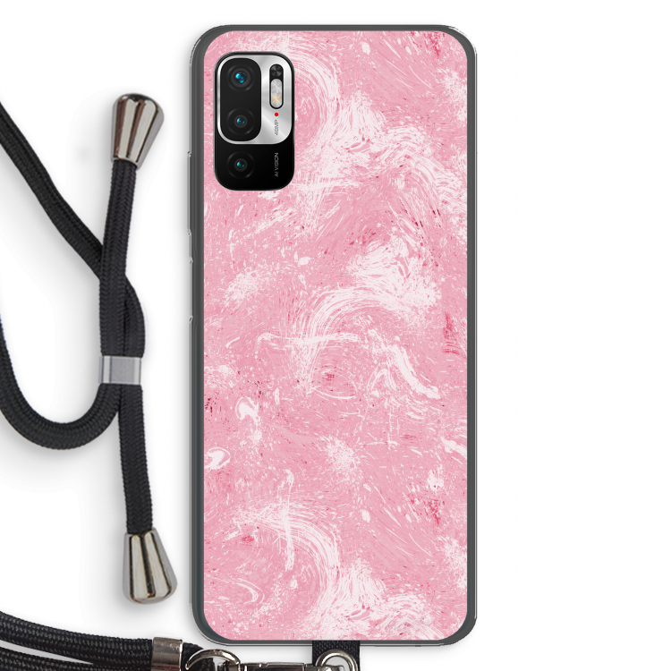 Abstract Painting Pink: Xiaomi Redmi Note 10 5G Transparant Hoesje met koord