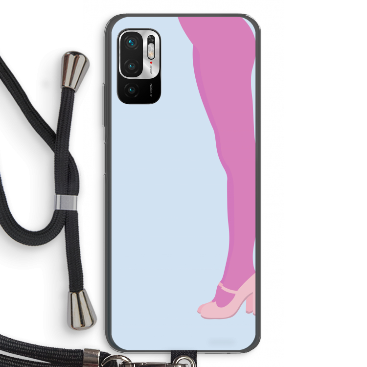 Pink panty: Xiaomi Redmi Note 10 5G Transparant Hoesje met koord
