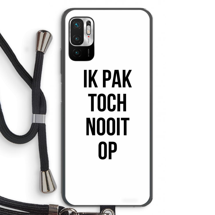 Ik pak nooit op: Xiaomi Redmi Note 10 5G Transparant Hoesje met koord