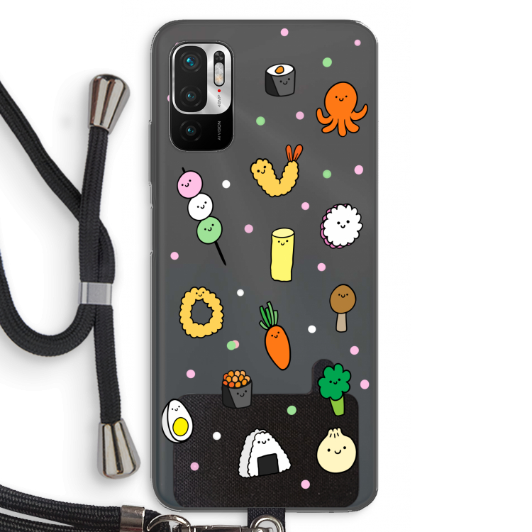 Happy bento friends: Xiaomi Redmi Note 10 5G Transparant Hoesje met koord