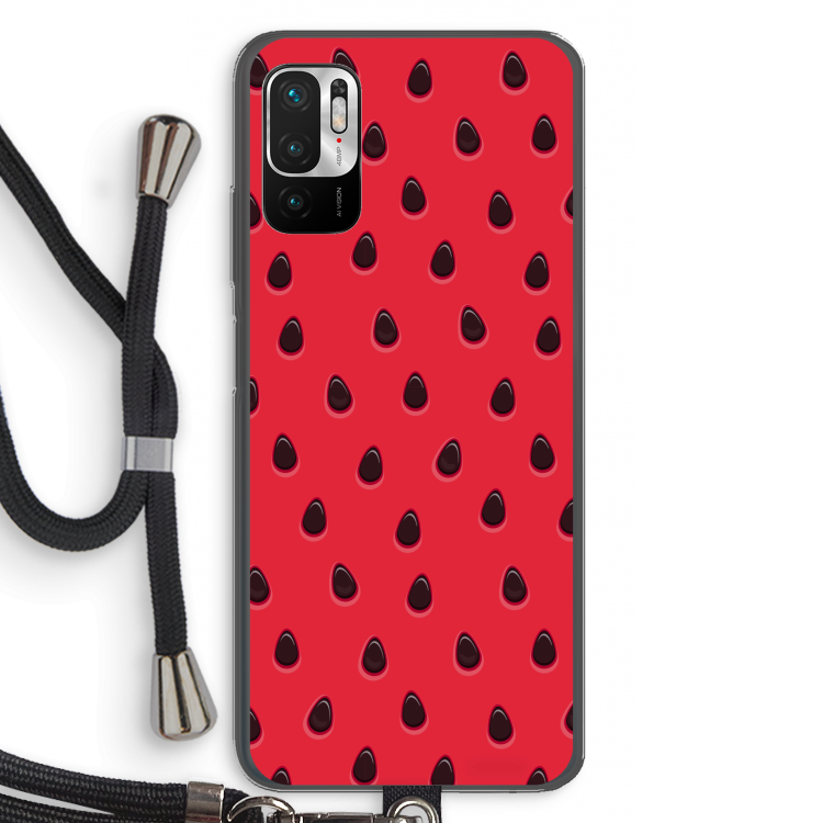 Watermelon: Xiaomi Redmi Note 10 5G Transparant Hoesje met koord
