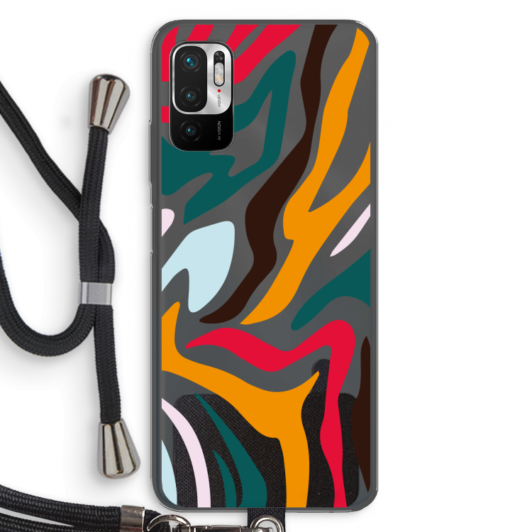 Colored Zebra: Xiaomi Redmi Note 10 5G Transparant Hoesje met koord