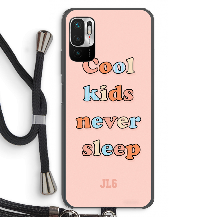 Cool Kids Never Sleep: Xiaomi Redmi Note 10 5G Transparant Hoesje met koord