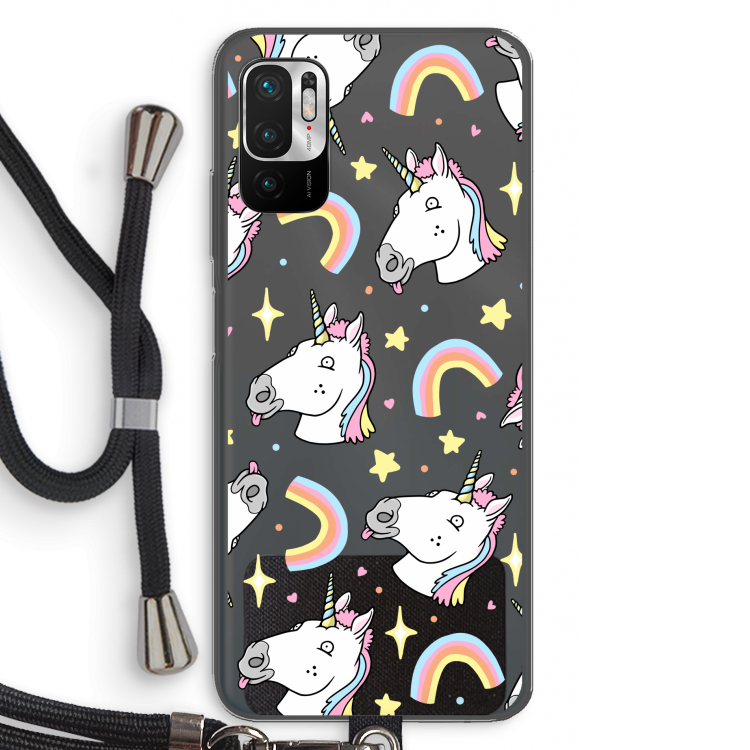Rainbow Unicorn: Xiaomi Redmi Note 10 5G Transparant Hoesje met koord