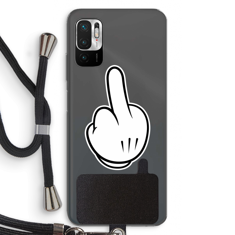 Middle finger white: Xiaomi Redmi Note 10 5G Transparant Hoesje met koord