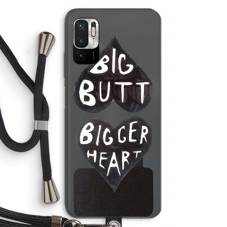 Big butt bigger heart: Xiaomi Redmi Note 10 5G Transparant Hoesje met koord
