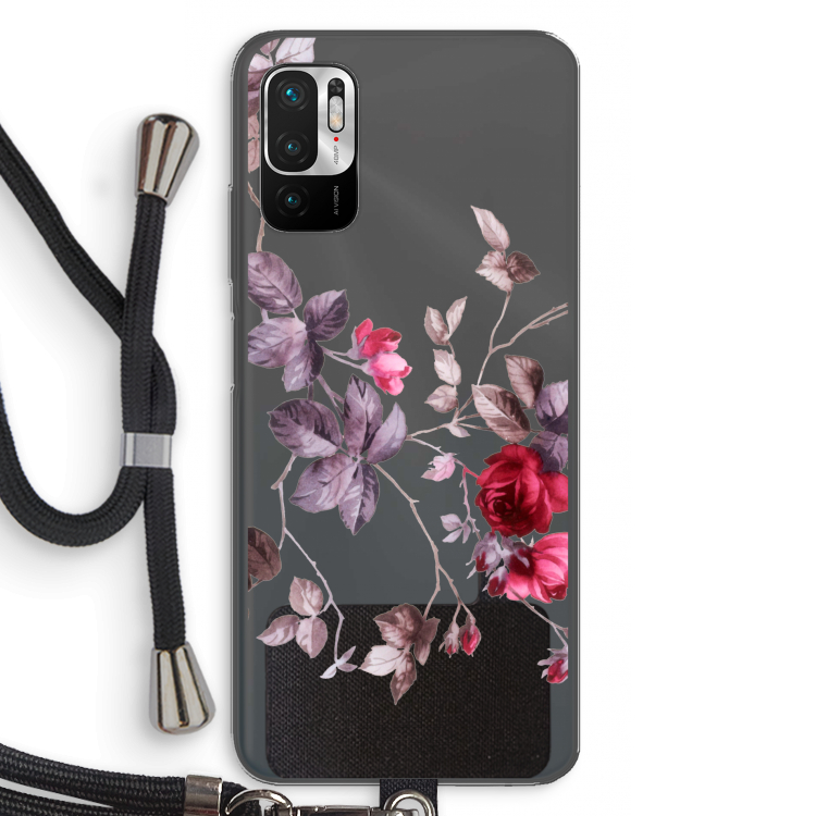 Mooie bloemen: Xiaomi Redmi Note 10 5G Transparant Hoesje met koord