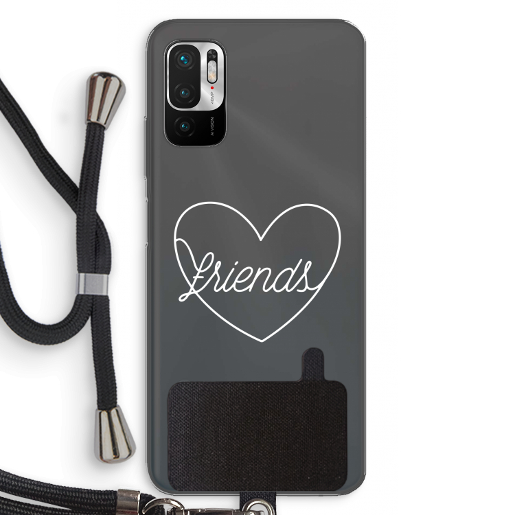 Friends heart pastel: Xiaomi Redmi Note 10 5G Transparant Hoesje met koord
