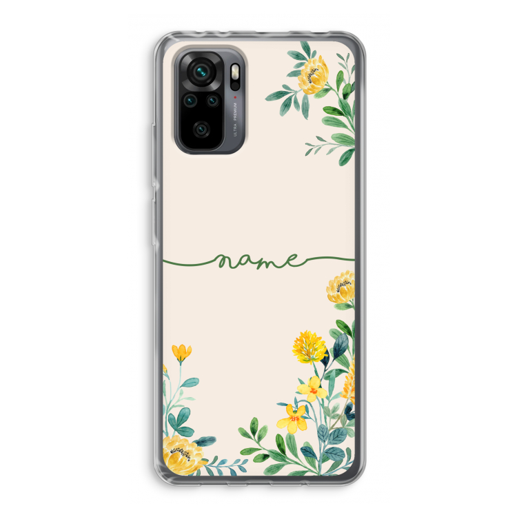 Gele bloemen: Xiaomi Redmi Note 10 Pro Transparant Hoesje